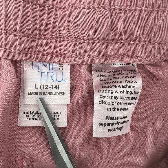 Time and Tru Womens Parachute Cargo Jogger Pants Pink Size L (14-16) NWT - Picture 8 of 11